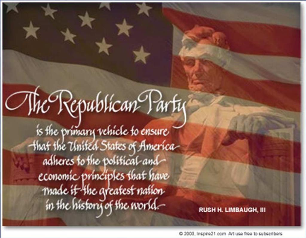 U.S Political Parties: Republican Party 1860: Abe Lincoln becomes 1 st Republican President Emerges as stronger of