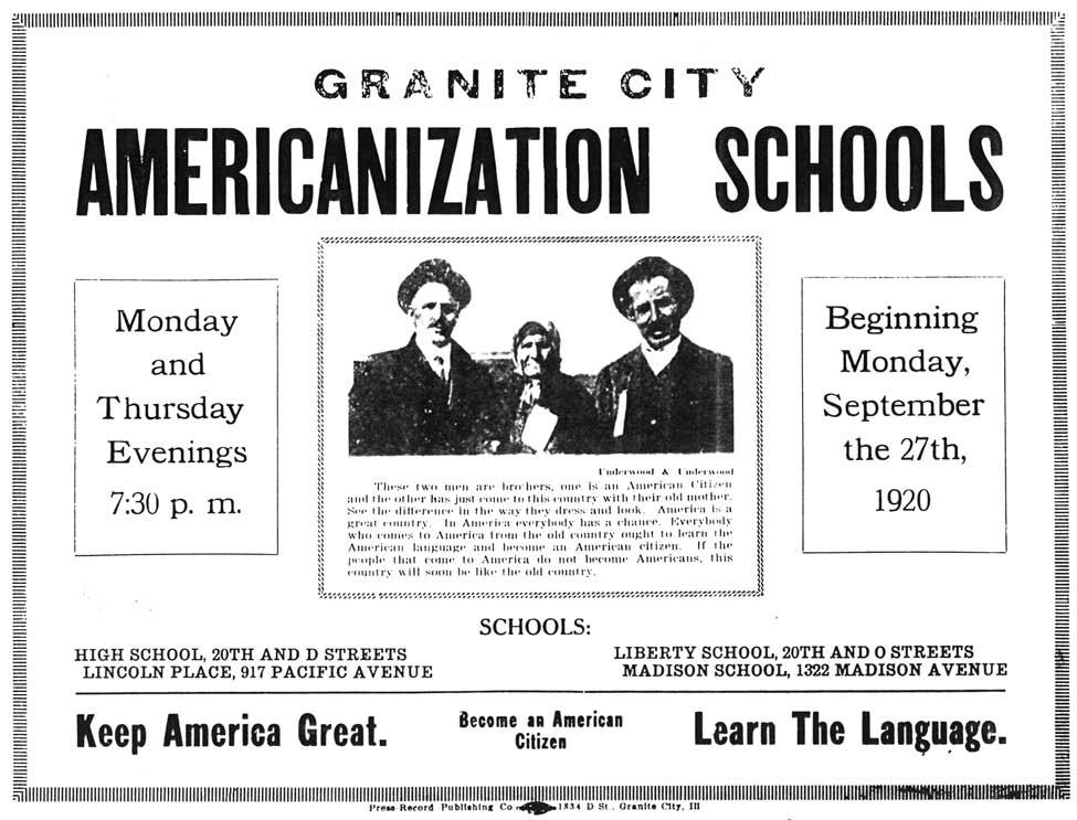 Document 6 6 According to this poster, what advantage would immigrants gain by attending an Americanization school?