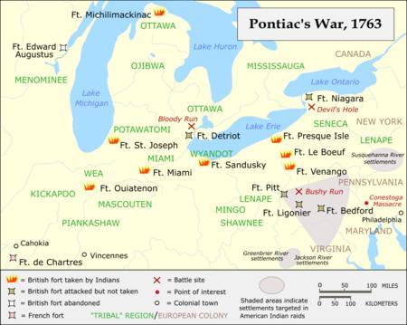 Pontiac s Rebellion, 1763 This was a response to encroachments on what they considered to be their land.
