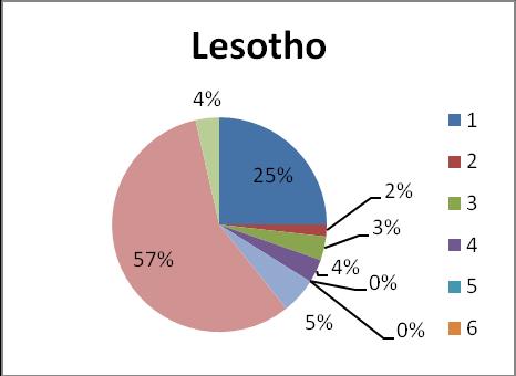 Shortage of staff (rank number 5) is also a problem in Lesotho, but not to the same degree as in South Africa.