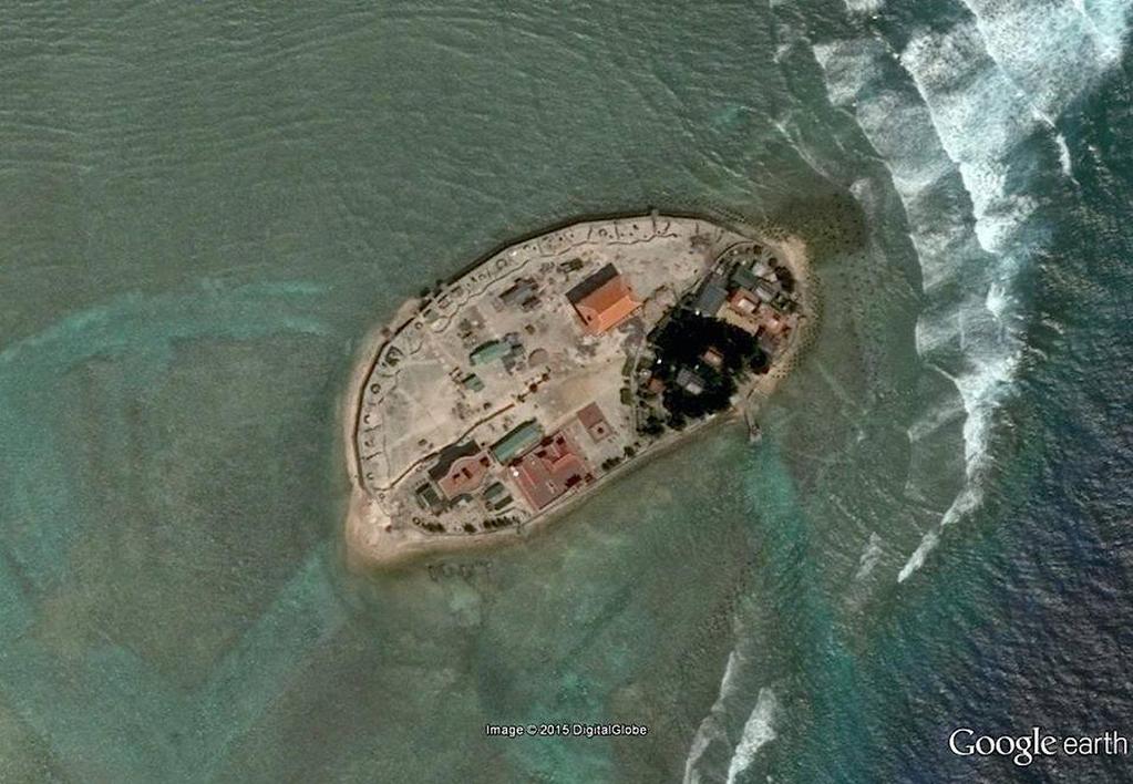 Figure 3. Pearson Reef (Đảo Phan Vinh) (Source: Digital Globe, 2015) Extensive land reclamation and buildup has been underway on Sin Cowe Island (Đảo Sinh Ton) as well.