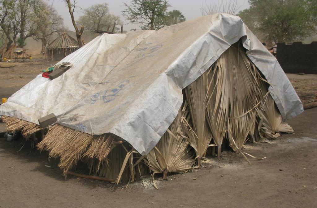 The best that the families can put up are these structures. These cannot keep out the rains. There a poor or no educational facilities especially at the refugee camps.