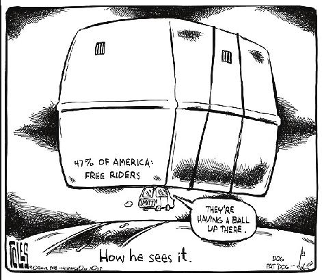TOM TOLES Read the Editorial Cartoons September 5, 2012 1. What is a post-convention bounce? 2. What features of the caricatures identify the two figures? 3. To what does empty chair refer?