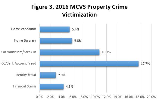 Property crime victimization within the previous year was more common than person crime victimization.