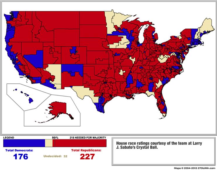 Projected House of Representatives Party Map: Source: www.270towin.com Since the Senate is the more intriguing of the two situations, let s take a closer look.