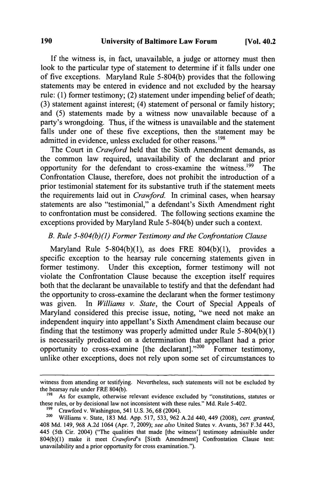 190 University of Baltimore Law Forum [Vol. 40.