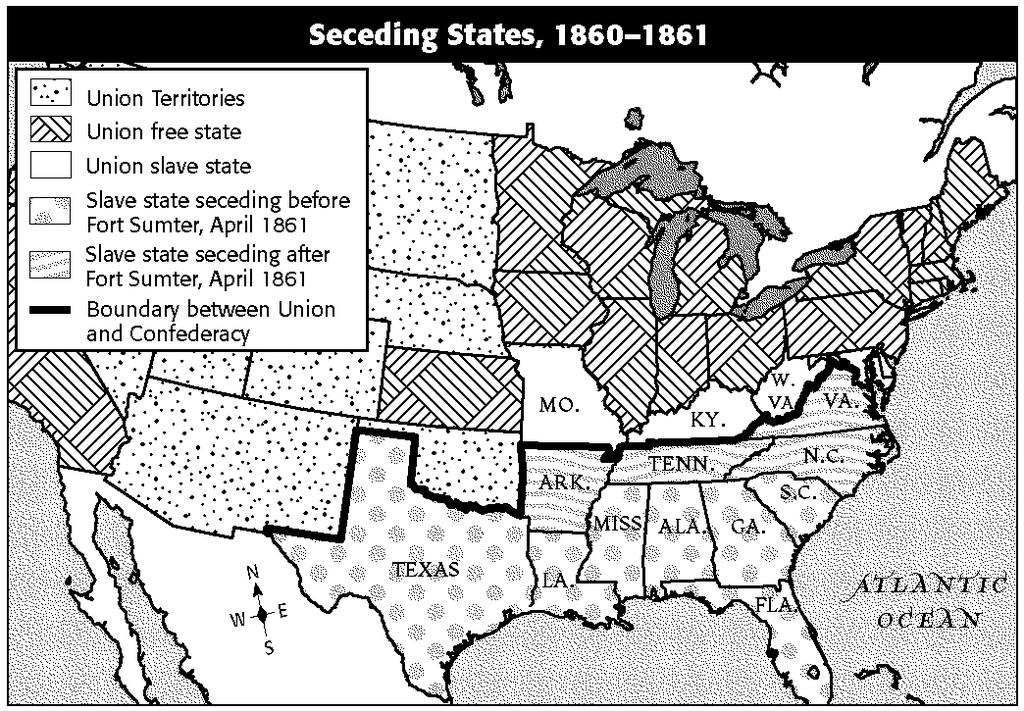 C. D. It doubled in size. Part of it was declared Washington Territory. 27 Based on the map, in 1860 Kentucky and West Virginia were both. A. Union free states C. Union territories B. slave states D.