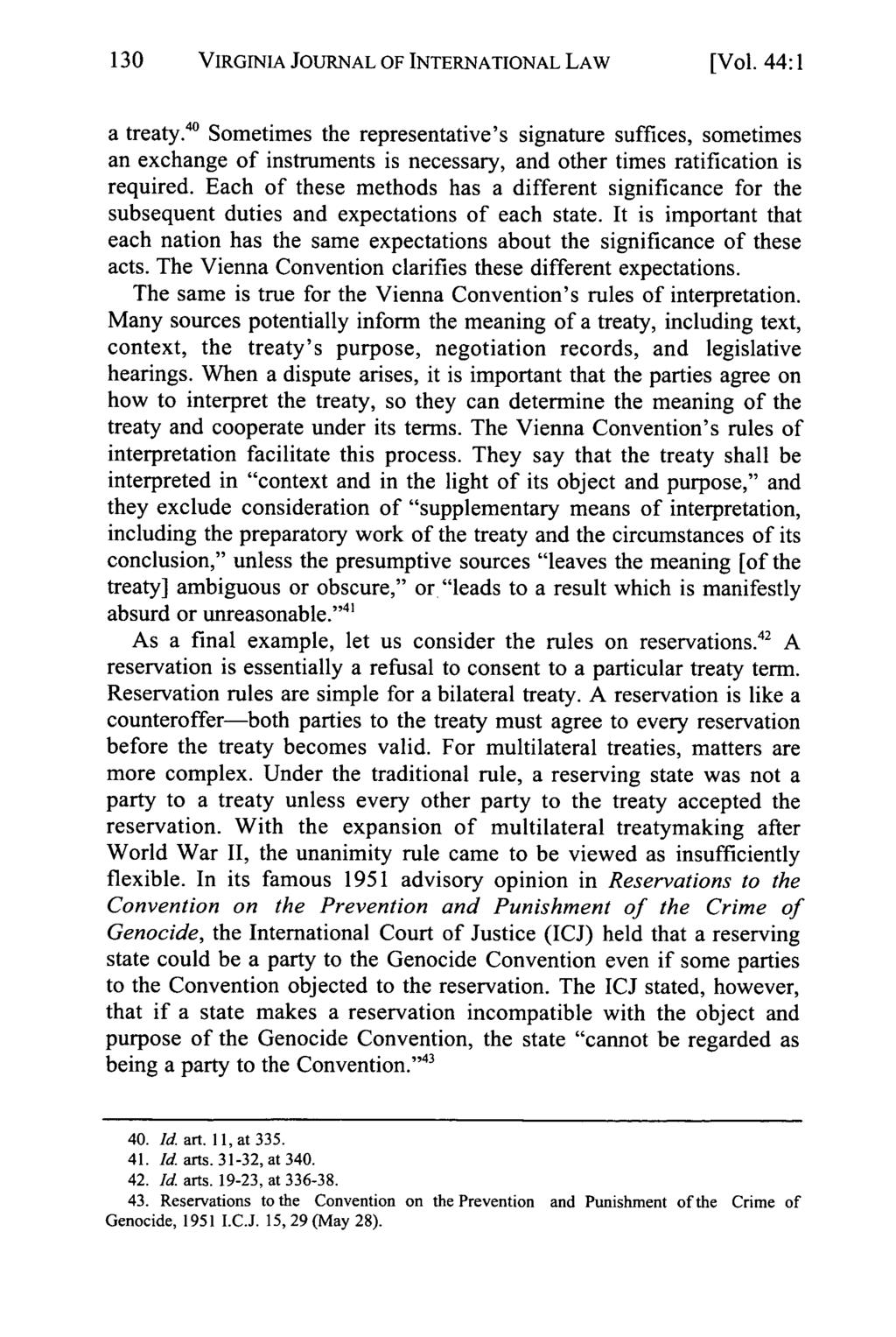130 VIRGINIA JOURNAL OF INTERNATIONAL LAW [Vol. 44:1 a treaty.