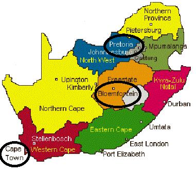 Countries with more than one capital: usually, separation of parts of government SOUTH AFRICA Pretoria executive Cape Town