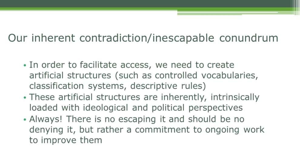 -The artificial structures we create and apply are necessary to facilitate access, but they also introduce problems -Desire to be free of these artificial structures (and the problems they bear) and