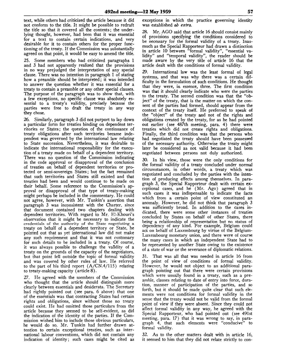 492nd meeting 12 May 1959 57 text, while others had criticized the article because it did not conform to the title.