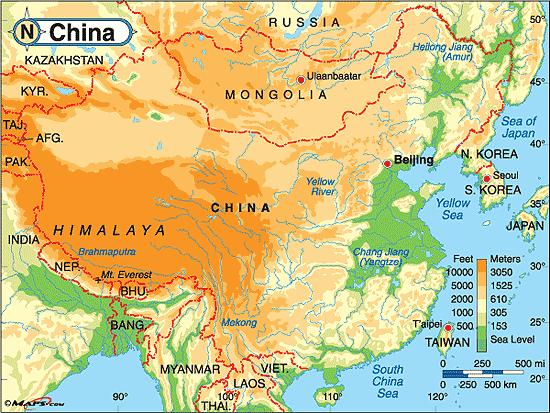 China China covers 9.3 million square kilometer and has a population of over 1.3 billion and an estimated GDP per capita in 2004 of 5,600 USD.
