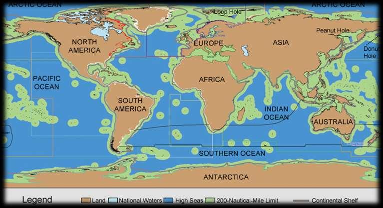 5 The world s high seas 71% of the Earth is covered by ocean 64% of the ocean is considered high seas/