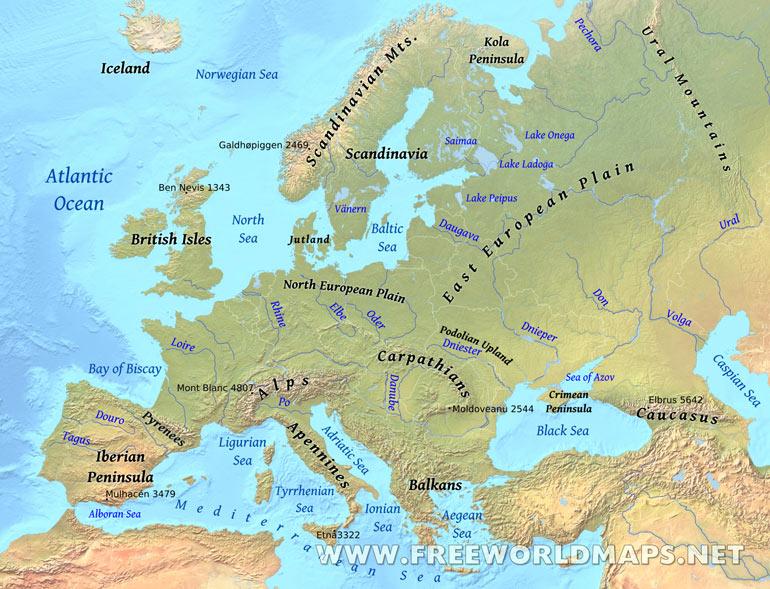 Landforms & Waterways of E. Europe & W.