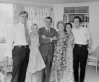 Wednesday, August 7, 1974. President Nixon meeting with his family in the White House solarium to say he would resign.