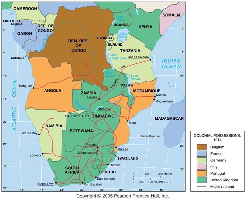 African States Southern, central, and eastern Africa include