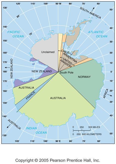 Antarctica: National Claims Antarctica is the only large landmass