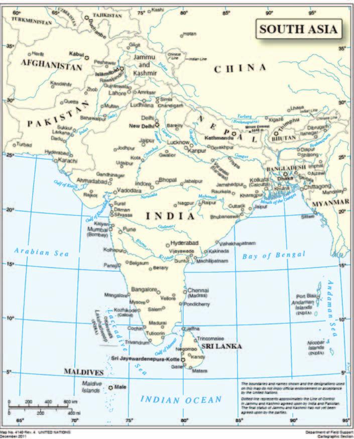 Map of South Asia 1 1 The countries covered under UNODC Regional Office for South Asia are: