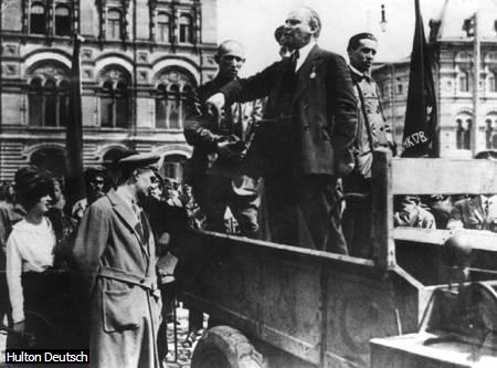 Lenin Addresses Crowd in 1917 Vladimir Ilich Lenin was the first dictator of the USSR.