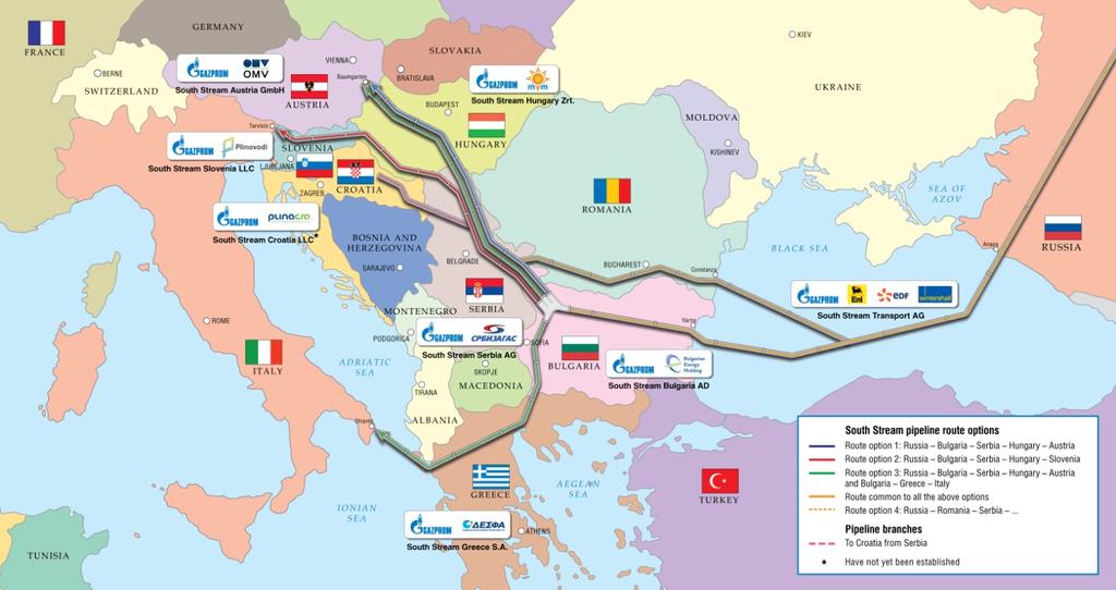 Map 6 - South-Stream Pipeline324 The construction of a southern direct pipeline from Russia into Europe will result in a very similar benefits-vs-costs scenario for the EU as did the Nord-Stream