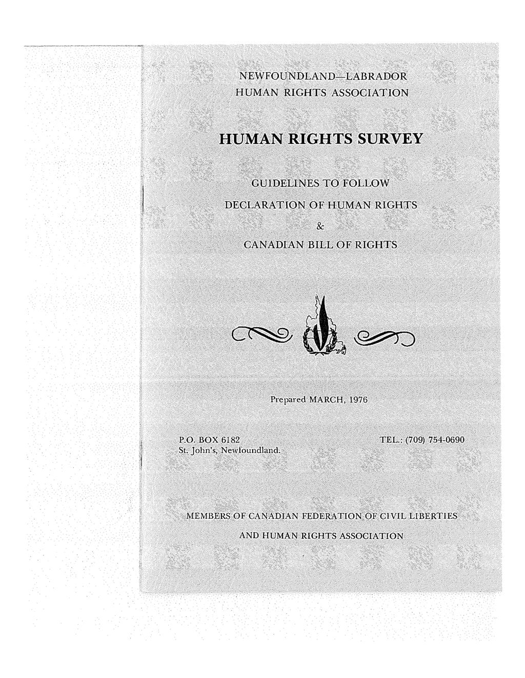 NEWFOUNDLAND LABRADOR HUMAN RIGHTS ASSOCIATION HUMAN RIGHTS SURVEY