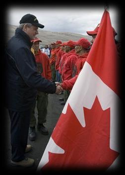 Planted Flag Harper Gets Tough 2007 Prime Minister Harper announced that Canada would build a deep water port and military training base on the northern tip