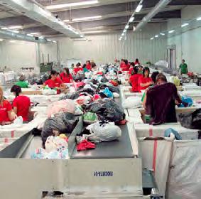 The clothes are brought from the collection bins to sorting centers where they are either baled as original clothes or sorted into categories for sale in secondhand retail shops in Europe, for