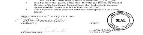 Ballot, Shall the Linn County Hospital Board be dissolved?