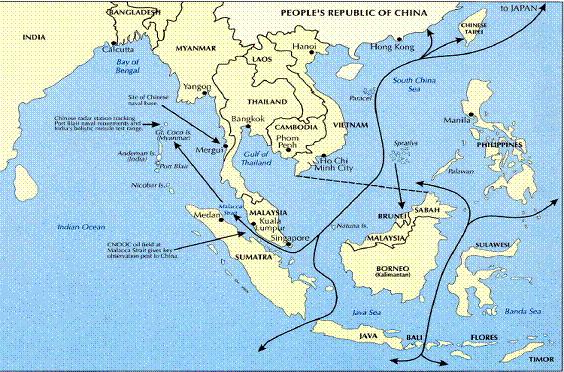 Figure 1: Map of Southeast Asia and Major Seaborne Trade Routes 9 The land area of Southeast Asia is approximately the same as South Asia, about half the combined size of China and the US, and about