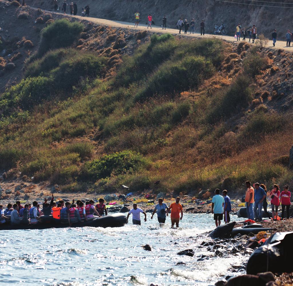 Photo: Mercy Corps/Karine Aigner TRANSIT A rubber dinghy carrying refugees from Turkey