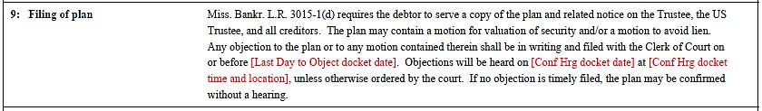 5. The Notice of Plan must substantially comply with the format prescribed by the Clerk.