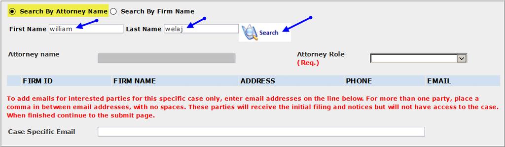 CO-COUNSEL To add another attorney as co-counsel, click the plus sign at the bottom right hand corner of the page.