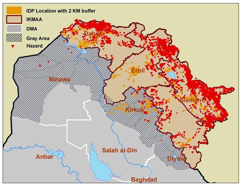 IDPs locations assessment comparing to the