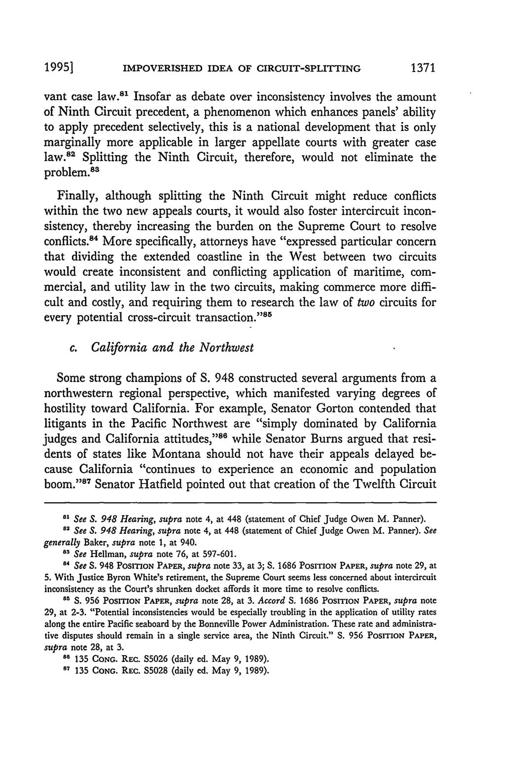 1995] IMPOVERISHED IDEA OF CIRCUIT-SPLITTING 1371 vant case law.