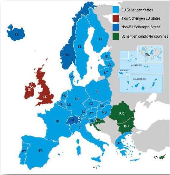 1. Schengen Area o Schengen-Agreement In effect since 1995 26 EU and EFTA Member States Abolishment of passport