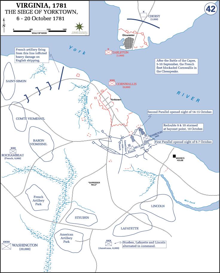 Part Two Map of Battle of Yorktown Source: https://upload.wikimedia.org/wikipedia/commons/f/f4/us_army_52415_siege_of_yorktown_map.gif 6.