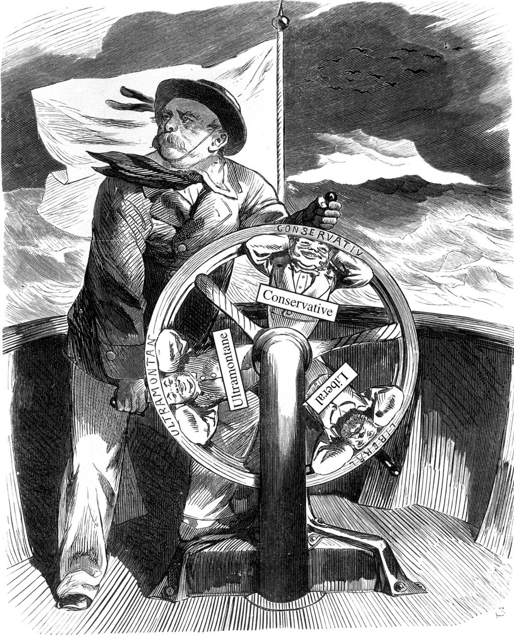 Document 4 Source: At the helm, political cartoon portraying Bismarck, published in a satirical German magazine, 1879 bpk, Berlin / Dietmar Katz