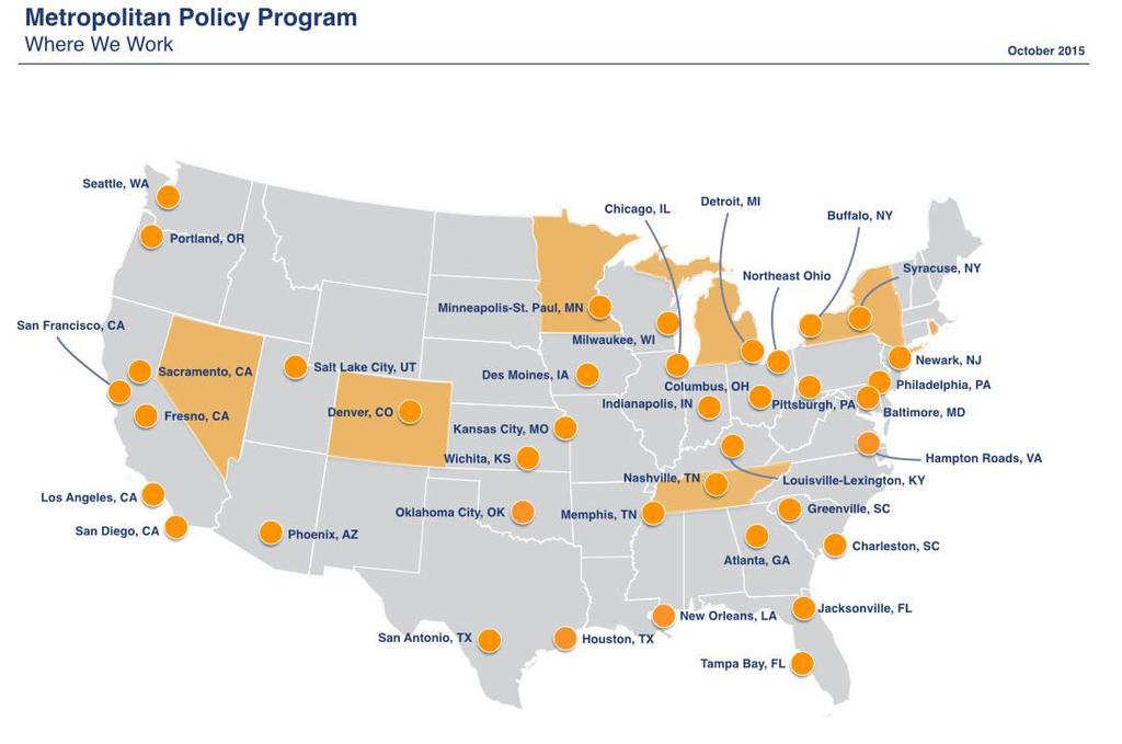 The Brookings Metro Program focuses on the well-being of major U.