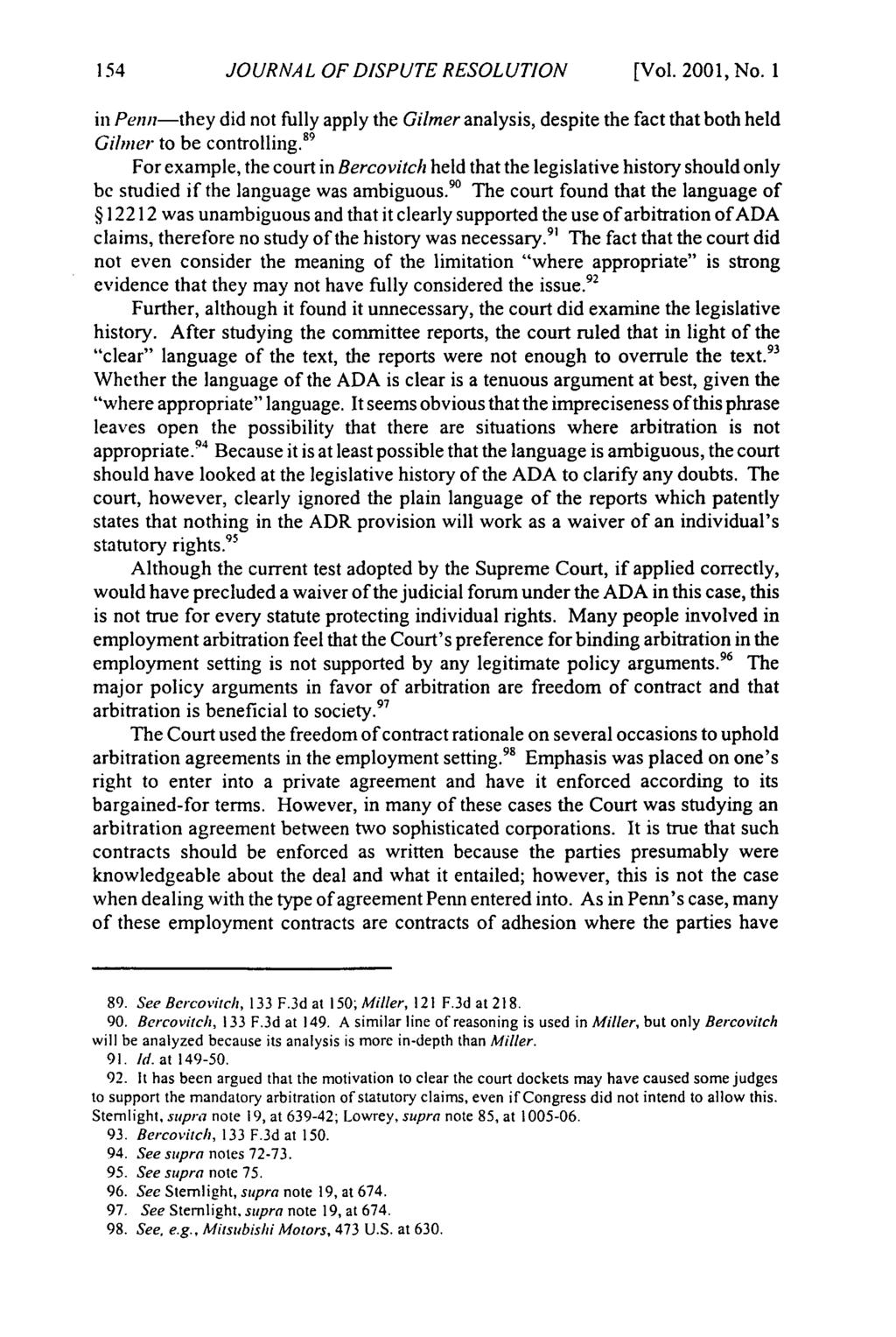 Journal of Dispute Resolution, Vol. 2001, Iss. 1 [2001], Art. 10 JOURNAL OF DISPUTE RESOLUTION [Vol. 2001, No.