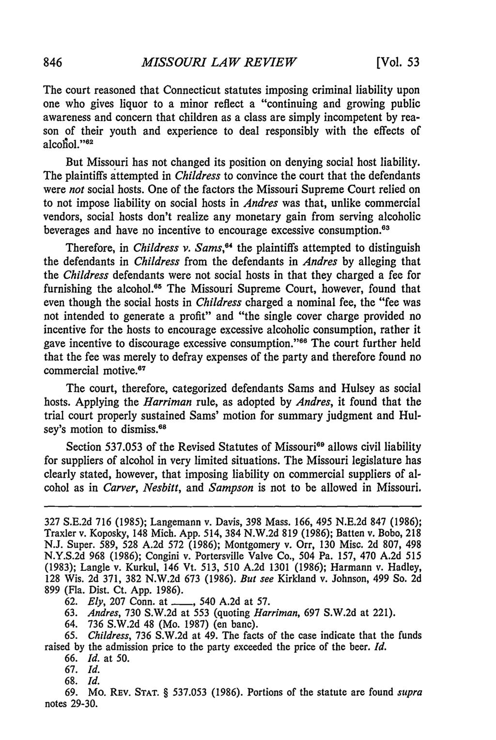 Missouri Law Review, Vol. 53, Iss. 4 [1988], Art. 14 MISSOURI LAW REVIEW [Vol.