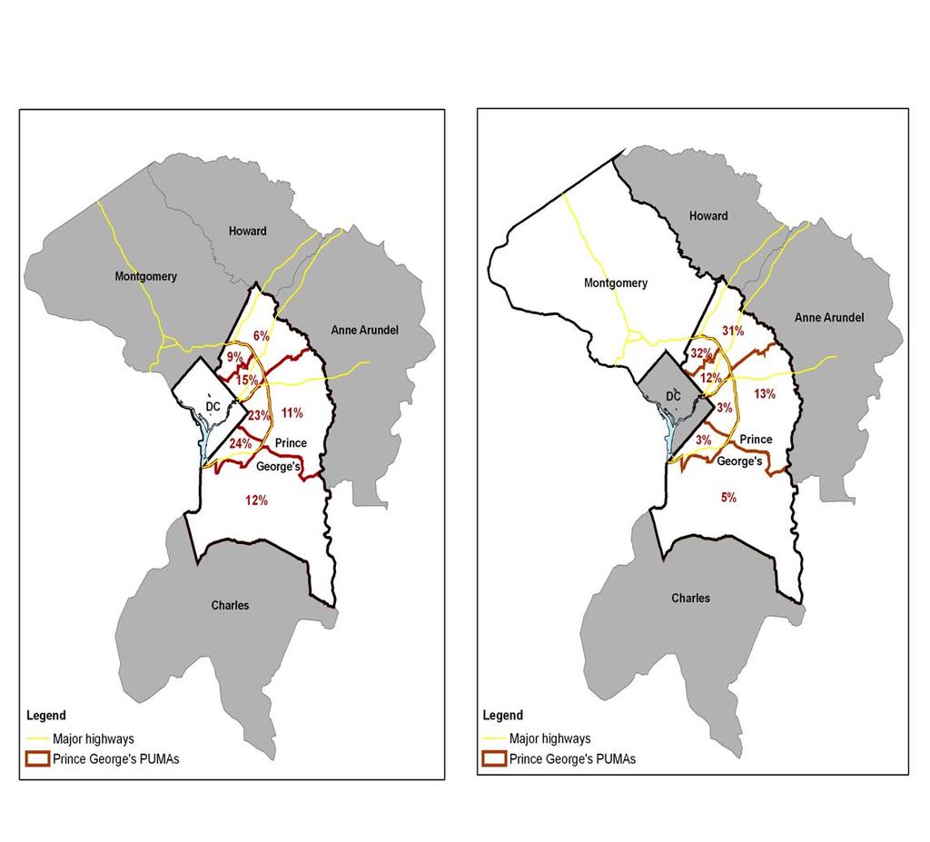 Figure 8. Distribution of In-Migrants from Washington, D.C. by Place of Residence in Prince George s County, 2000 Figure 9.