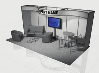00 10x20 H2 package B hardwall booth with seating and conference area $7,150.