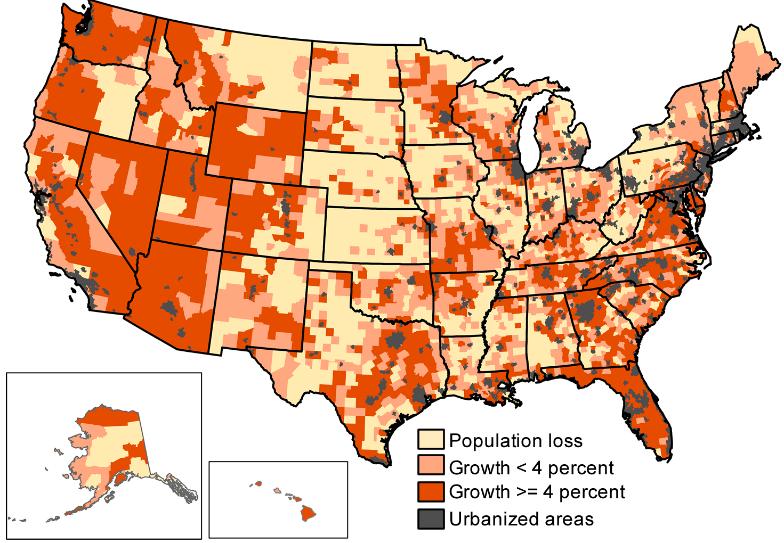 Figure 7. Population Change, 2002-2007. Source: USDA, Economic Research Service using data from U.S. Census Bureau.