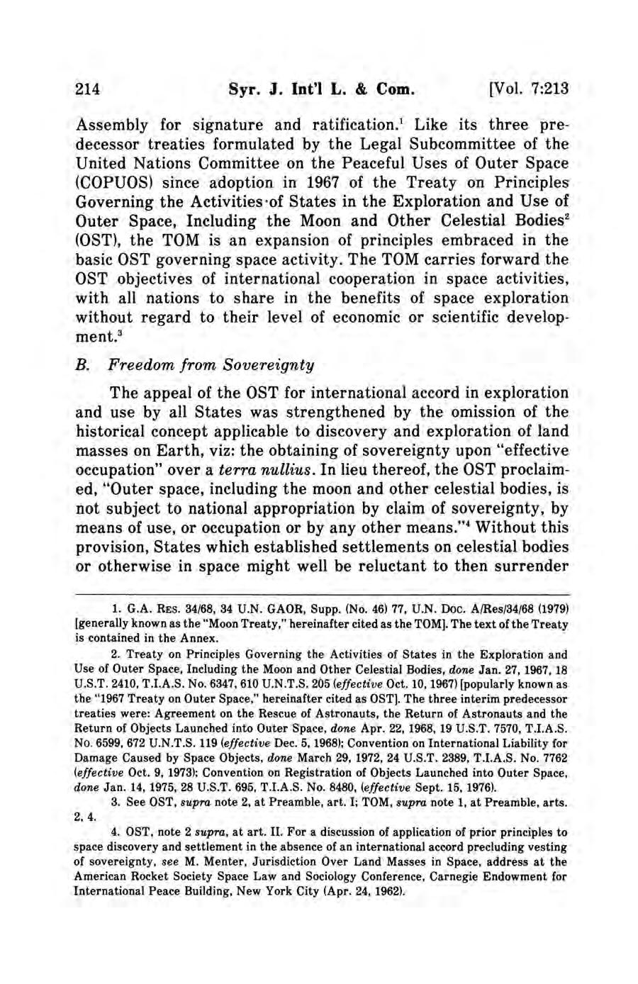 Syracuse Journal of International Law and Commerce, Vol. 7, No. 2 [1980], Art. 6 214 Syr. J. Int'l L. & Com. [Vol. 7:213 Assembly for signature and ratification.