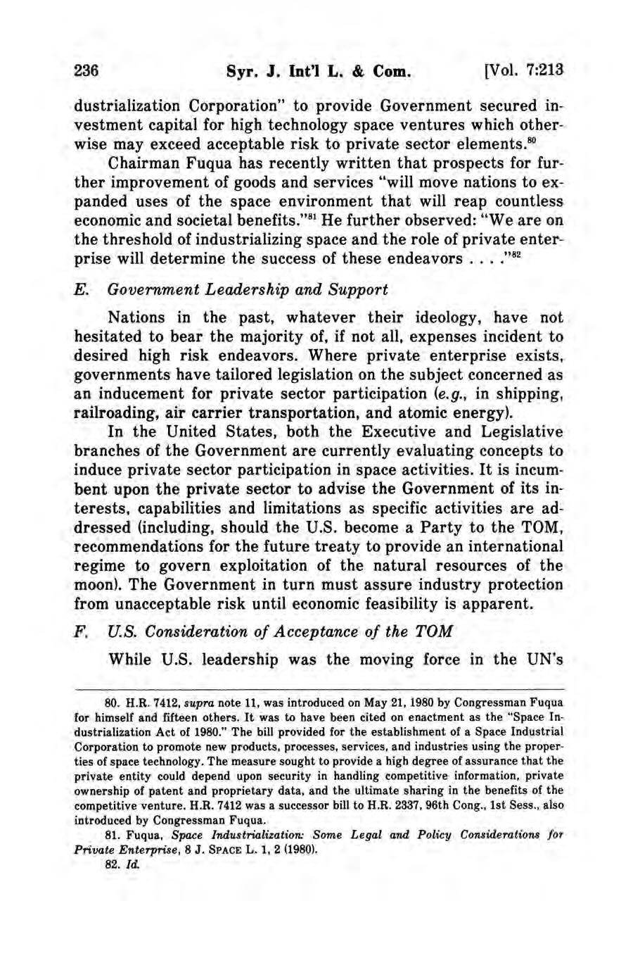Syracuse Journal of International Law and Commerce, Vol. 7, No. 2 [1980], Art. 6 236 Syr. J. Int'l L. & Com. [Vol.