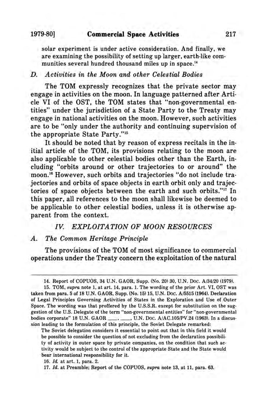 Menter: Commercial Space Activities 1979-80] Commercial Space Activities 217 solar experiment is under active consideration.