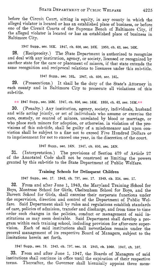 EXAMPLES First, look at Article 88A, 30 in the 1951 edition of the Maryland Code.