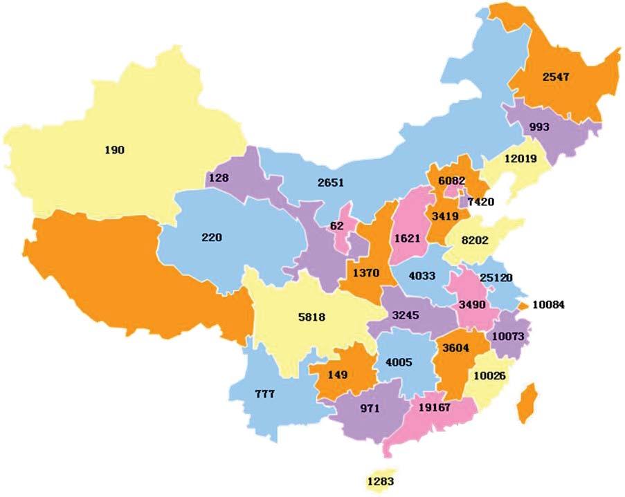 40 Figure 2 FDI inflows into each Chinese region (province) in 2008 (in million US Dollars) China is potentially attractive to different forms of MNEs.