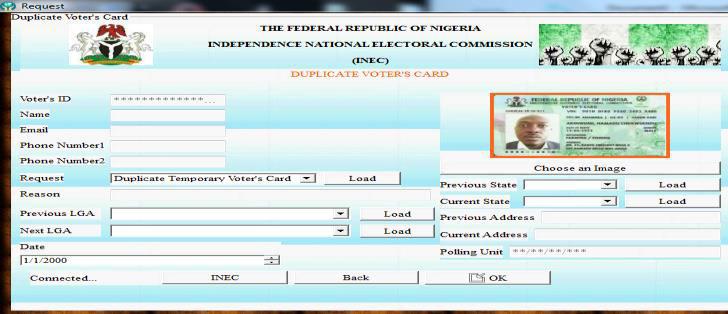 Here, the user/voter can either apply for the voter s card transfer, login as the INEC REC (officials) or as the Admin. Figure 6.