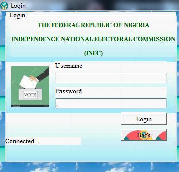 Screen that shows Completion of Application If user is INEC official, he/she click on the INEC REC button, and interface figure 6 LOGIN PAGE appear. Figure 7. Voter list page: V.